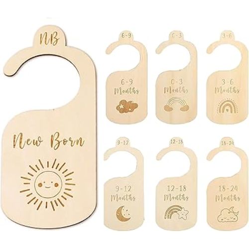 7 PCS Baby Closet Dividers Baby Clothes Organizer, Double-Sided Design with Rainbow Cloud Pattern, Easy to Use Baby Clothes Dividers for Closet, Perfect for Newborn to 24 Months