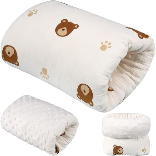 Cozy Cradle Arm Pillow Muslin Cotton Baby Cradle Breastfeeding Pillow Arm Pillow Baby Feeding Pillow Soft and Comfortable Head Support Pillow for Newborn Bottle Feeding Nursing (Bear Style)