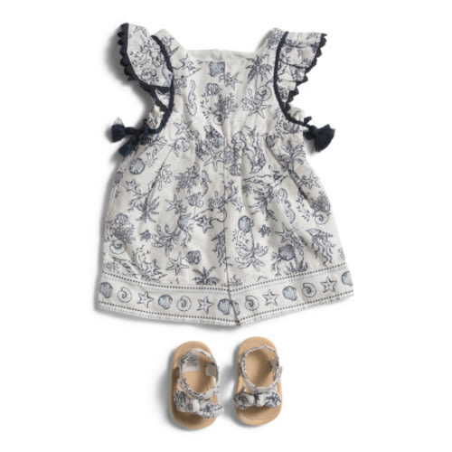 Newborn Girls Border Print Romper Set | Kids & Baby | T.J.Maxx