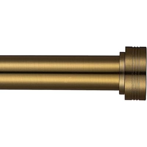 Heavy Duty Curtain Rods for Windows 18 to 88 Inch, Adjustable Length 1 Inch Diameter Window Curtain Rod with Aluminium Finials, warm gold