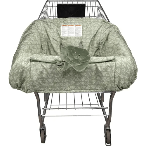 Boppy Shopping Cart Cover for Baby - 360° Coverage Cart Cover for Babies with Safety Harness, Toy Tether, One-Hand Placement, Machine-Washable, 6 Month & Up - Happy Green Leaves