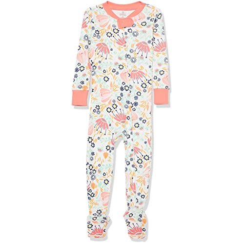 Non-slip Footed Pajamas One-piece Sleeper Zip-front Pjs 100% Organic Cotton for Baby Girls