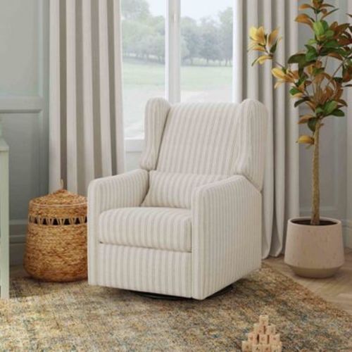 Carter's by daVinci Arlo Recliner and Swivel Glider - Performance Charcoal Double Stripe Linen