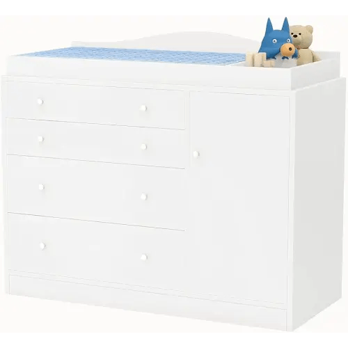 Changing Table with 4 Drawers and Open Storage Space, Drawer Changing Table