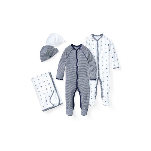 Ralph LaurenRalph LaurenRalph LaurenRalph LaurenRalph LaurenRalph Lauren Childrenswear Baby Boys Polo Bear/Stripe Layette 5-Piece CollectionBaby Reversible Printed Receiving BlanketBaby Boys Newborn Bear Printed Footie CoverallBaby Boys Newborn-9 Months S