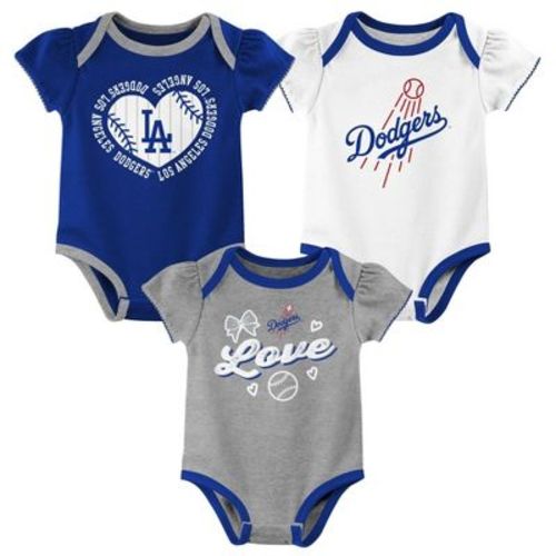 Mlb Los Angeles Dodgers Infant Girls' 3pk Bodysuit