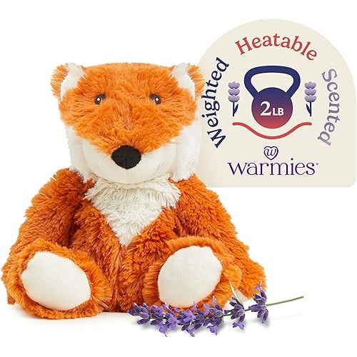 warmies Microwavable & Weighted Stuffed Animals, Fox - Heated Stuffed Animal Plushie for Warmth & Comfort - Cute Soft Plush Toys for Adults & Children (Boys, Girls, Babies & Toddlers)