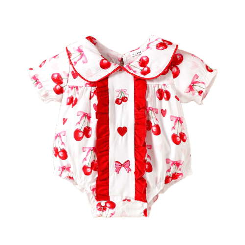 Hiijoy Newborn Girls Romper Short Sleeve Ruffles Baby Bodysuit Clothes Onesies