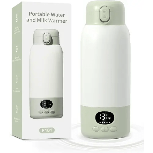 Portable Bottle Warmer 17oz Bottle Warmer for Breast Milk Formula & Water, Fast Heating, Long Battery Life & Large Capacity, Suitable for Baby Outdoor Travel Green