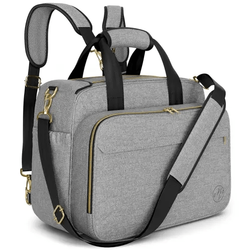 4 in 1 Convertible Baby Diaper Bag – Converts from Tote to Backpack, Stroller & Crossbody Diaper Bag – Gray Baby Travel Bag – Gift for Moms