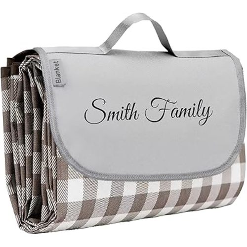 Personalized Extra Large Picnic Blanket - Customized Outdoor Beach Blanket Waterproof Sandproof Portable Blanket - Foldable and Lightweight Mat for Camping, Park, Hiking, Patio - Best Gift for Family