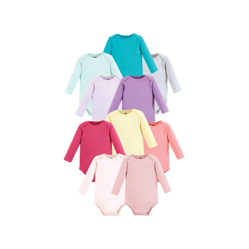 Hudson Baby Cotton Long Sleeve Bodysuit, 10-Pack, Newborn-18 Months