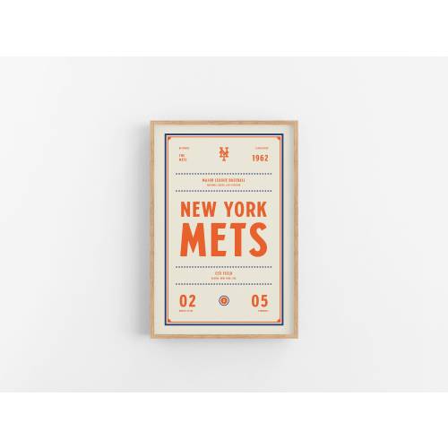 New York Mets Ticket Print | Wall Art | Vintage Poster | Mets Baseball
