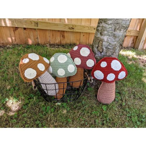Mushroom pillow, Stuffie, boho chic decor for living room and baby nursery, farmhouse home decor, decorative plant throw pillow stuffie