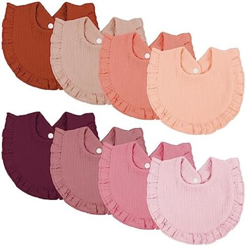 Omisy 8 Pack Baby Bibs, Drooling Toddler Cotton Snap Bibs for 2-36 Months Baby Girls and Boys, Absorbent Teething Bibs