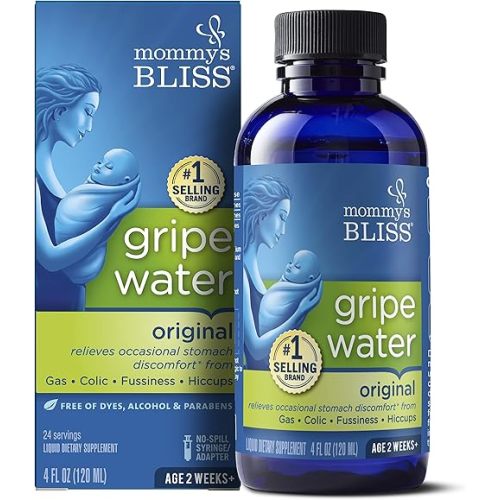 Mommy's Bliss Gripe Water Original, Infant Gas & Colic Relief, Gentle & Safe, 2 Weeks+, 4 Fl Oz (Pack of 1)