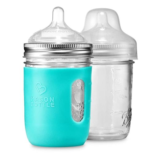 Mason Bottle 8 Ounce Glass Baby Bottles DIY Kit: Convert Your Mason Jars from Home, Non-Toxic, BPA and BPS Free, 100% Made in The USA - 8 Ounce Kit - Agave