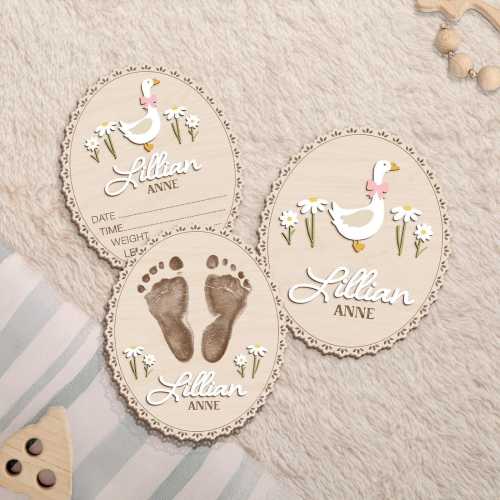 Baby Announcement Sign, Custom Birth Stats Sig, Coquette Goose Hospital Name Sign, Nursery Decor, Floral Baby Wooden Sign, Baby Shower Decor