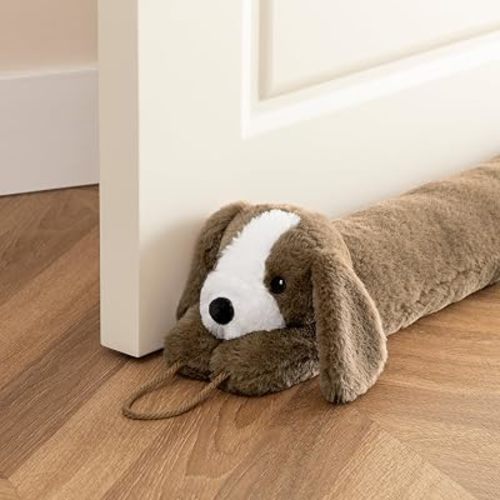 habibee Dog Weighted Door Draft Stopper, Noise & Cold Blocker, Brown, 38in