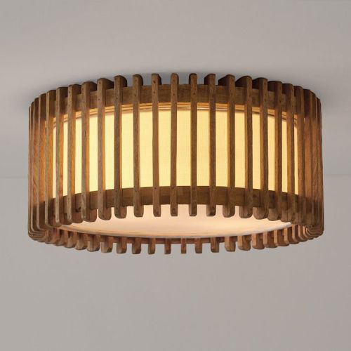 Blaine Wooden Drum Flush Mount (17")