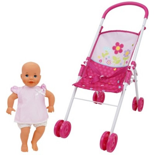 Garden Stroll N Doll Set - 14"  Baby Doll & Folding Stroller Set, 3+