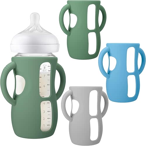 BUSOHA 3 Pack Silicone Sleeves for Avent Natural Baby Bottles - Drop Protection Baby Bottle Holder with Handle Compatible with Philips Avent Anti Colic Baby Bottles,8 Ounce