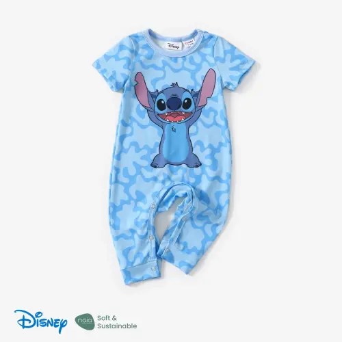 Disney Baby Jumpsuit, Stitch Short Sleeve Infant Onesie, Graphic Bodysuits Outfit 9-12 Months Blue