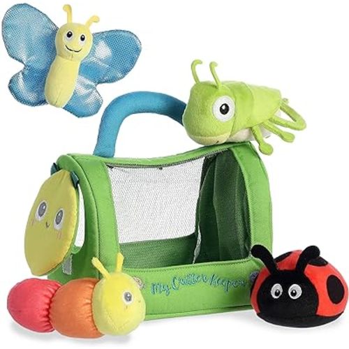 Aurora® Engaging Baby Talk™ My Critter Keeper™ Baby Stuffed Animal - Sensory Delight - Interactive Learning - Multicolor 8 Inches