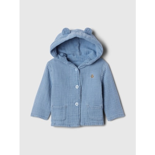 Baby Crinkle Gauze Hooded Cardigan