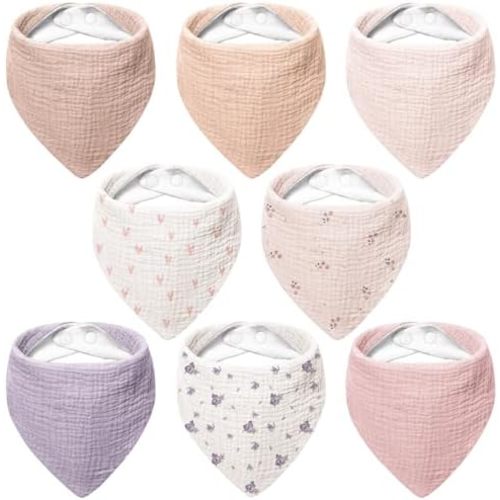Bearmoss Muslin Baby Bibs 100% Cotton Baby Bandana Drool Bibs for Unisex Baby Girls Boys Drooling and Teething
