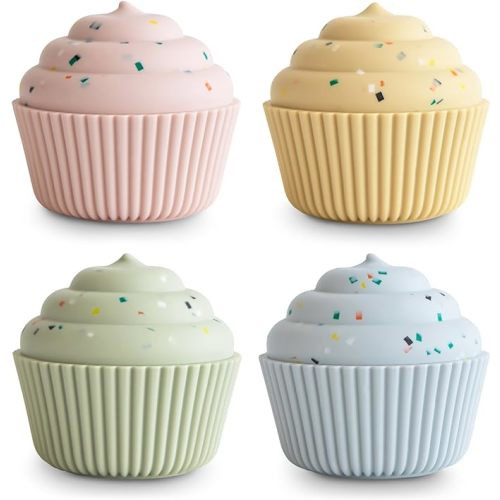 mushie Silicone Mix and Match Cupcake Toy 4 Pack | Mold Free