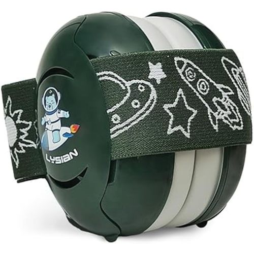 LYSIAN Baby Noise Reduction Earmuffs – Noise Cancelling Headphones for Infants and Kids, Perfect for Travel, Airplanes, Concerts, Fireworks. 25dB Sound Block, Dark Green
