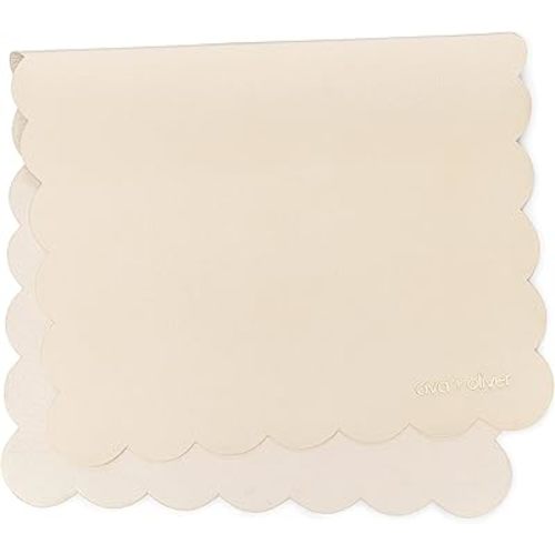 Vegan Leather Baby Changing Mat - Multipurpose Portable Wipeable Diaper Pad - Foldable for Travel (16 x 30 in) (Cream Scallop)