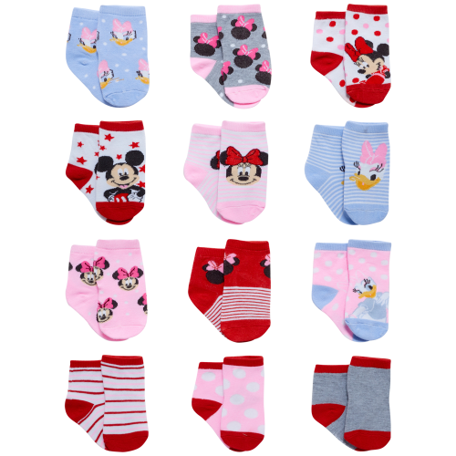 Disney Baby Girls' Socks - 12 Pack Minnie Mouse, Daisy, Princess Socks (Newborn/Infant)