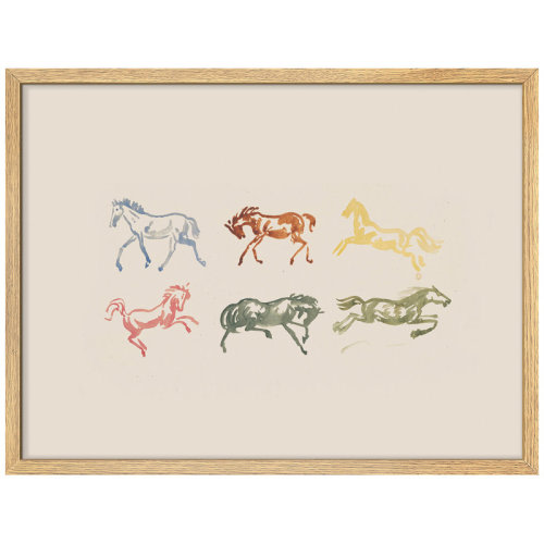 SIGNLEADER Colorful Horse Watercolor Framed Wall Art Print, Playful Animal Theme in Loose Brushstroke Style for Boho or Eclectic Living Room Decor | Wayfair