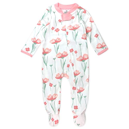 HonestBaby Sleep & Play Footed One-Piece Pajama Sleeper 100% Organic Cotton, Baby Girls
