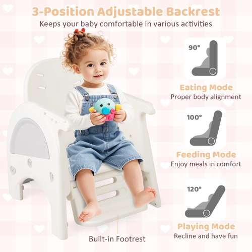 Gymax Convertible Baby Tall Chair 2-Tier Food Tray Feeding Chair for