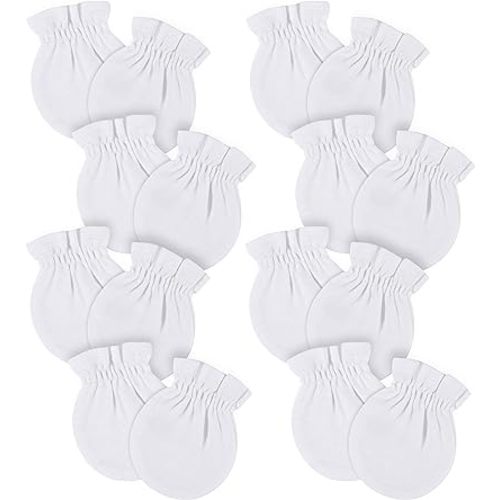 Gerber Baby 12-Pack No Scratch Mittens, White, 0-3 Months (8-Pack)