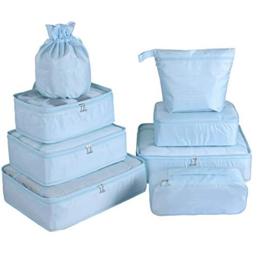 Travel Packing Cubes 8 Pcs Set, Luggage Packing Organizers with Shoe Bag and Toiletry Bag