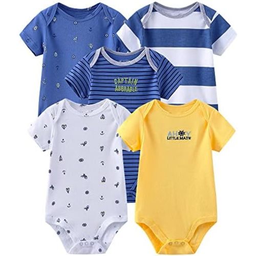 Chamie Newborn Baby Bodysuit 5-Pack Short Sleeve Baby Clothes for Boys and Girls