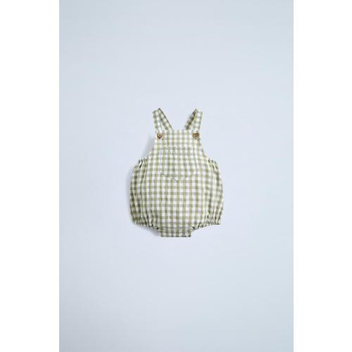 GINGHAM JUMPSUIT - Green / Ecru | ZARA United States