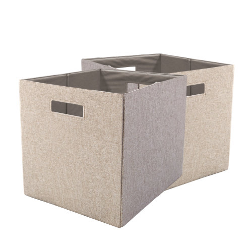 Better Homes & Gardens Fabric Cube Storage Bins (12.75" x 12.75"), 2 Pack, Tan