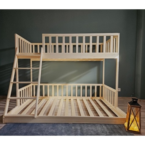 Wooden Bunk Bed for Kids with Safety Rails, Eco Materials, Bed Frame, Bottom Bed, Kinderbett, Floor Bed, Montessori floor bed, Kids Bed