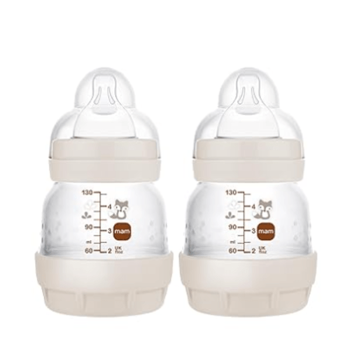 MAM Easy Start Anti-Colic Baby Bottles, Extra Slow Flow, Breastfeeding-Like Silicone Nipple Bottle, Reduces Colic, Gas, & Reflux, Easy-to-Clean, BPA-Free, Vented Baby Bottles for Newborns, 0-3 Months