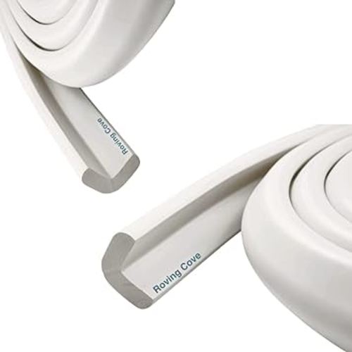 Roving Cove Edge Protector for Baby (12ft Large Edge Only), Hefty-Fit Heavy-Duty Soft Foam Furniture Edge Bumper Guards, Desk Edge Cushion, Wall Corner Covers, 3M Adhesive, Oyster White (Off White)