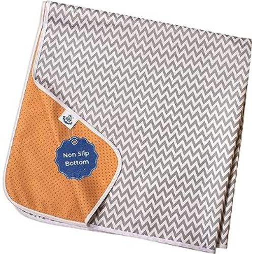 Baby Splat Mat for Under High Chair, 51" Waterproof and Washable Spill Mat, Anti-Slip Floor Protector, Baby Play Mat - Grey Chevron