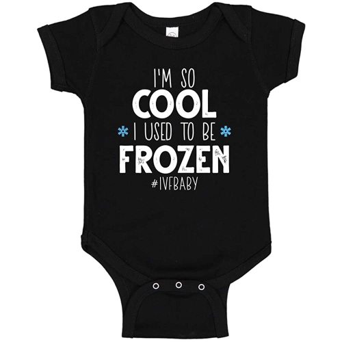 The Shirt Den I'm So Cool I Used To Be Frozen Cute IVF Baby Bodysuit One Piece for In-Vitro Baby Pregnancy Announcement