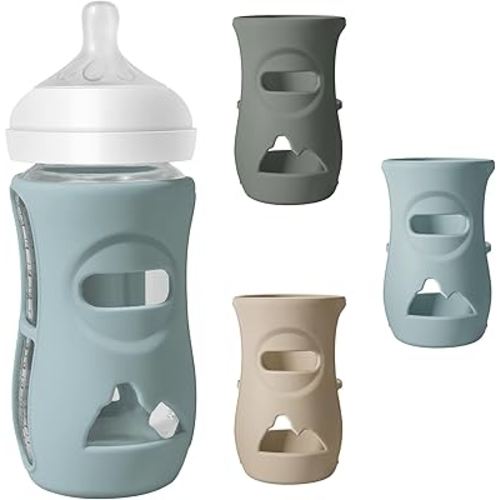 3 Pack Silicone Sleeves for Philips Avent Natural Bottle, Food Grade Silicone Anti Breakage Baby Bottles Holder, Compatible with Philips Avent Glass Natural Baby Bottle 8oz