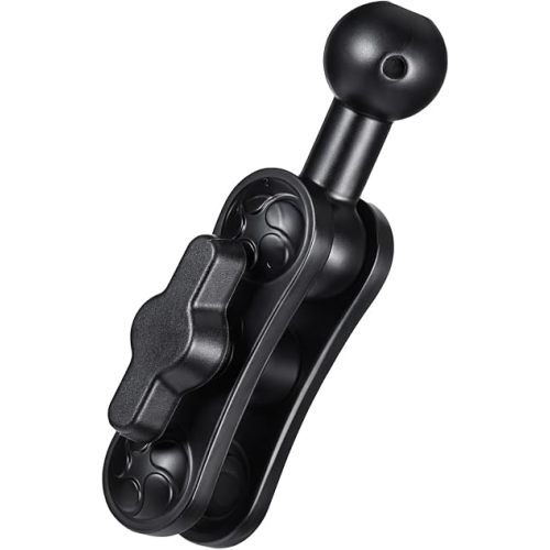 17mm Ball Mount Extension Adapter, Aluminum 360° Rotation Extension Rod for Car Phone Holder Air Vent Dashboard, Double Ball Mounts Arm Bracket Compatible with GPS Mount, Black