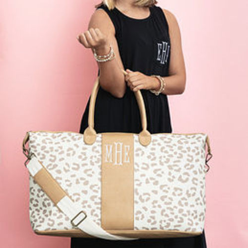 Monogrammed Leopard Weekender